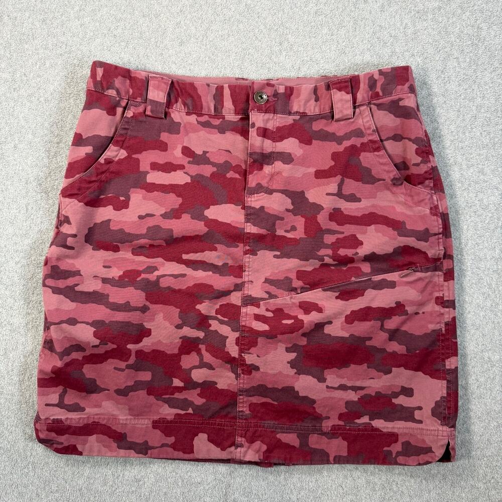 Duluth Trading Co Camo Cargo Skort Women's 10 Pink Burgundy Elastic Waist